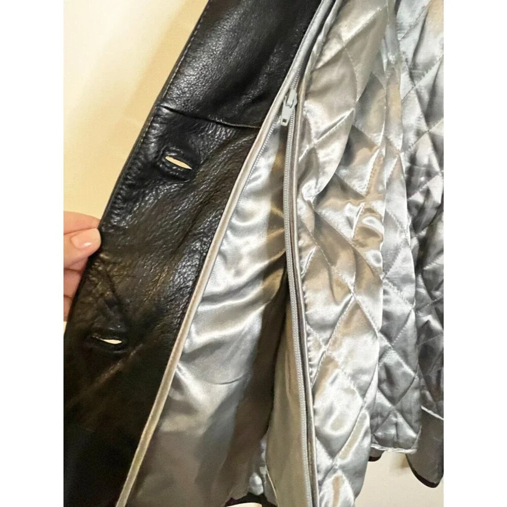 Wilsons Leather Black Genuine Leather Belted Coat Jacket Women’s L Thinsulate